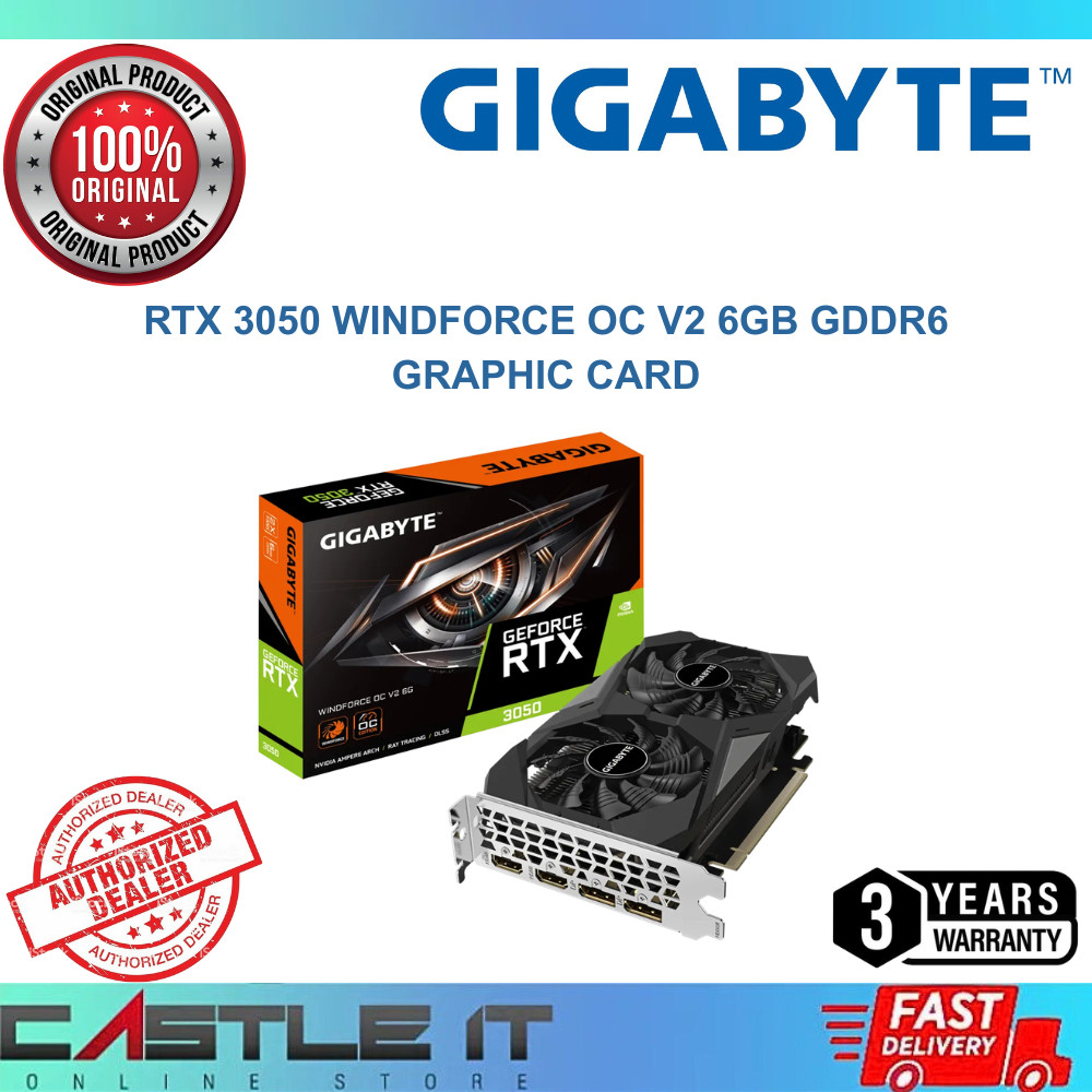Gigabyte RTX 3050 Windforce OC V2 6GB GDDR6 Graphic Card Dual Fan ...