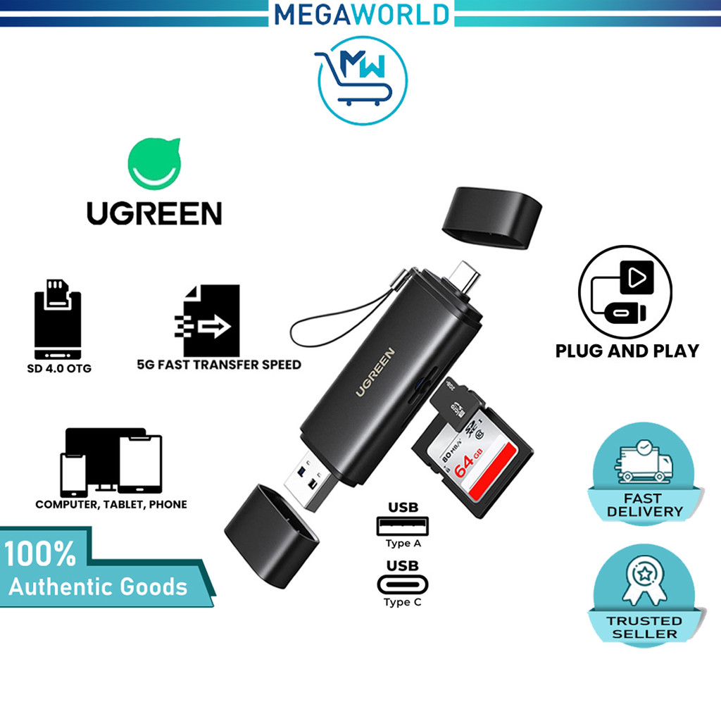 UGREEN 2 in 1 SD TF Card Reader SD 4.0 312Mbps USB Type C USB 3.0 ...