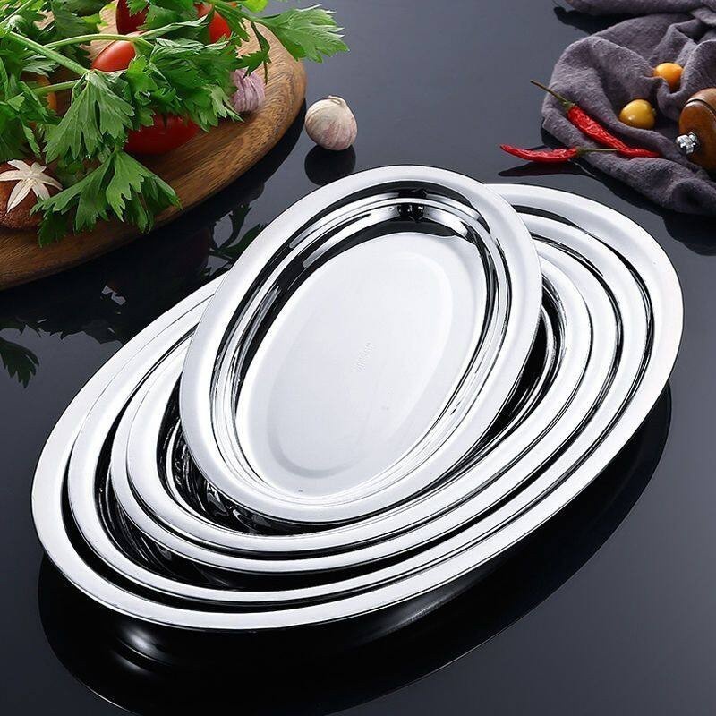 Stainless Steel Fish Plate Egg Shape Oval Available In Many Sizes 22cm ...