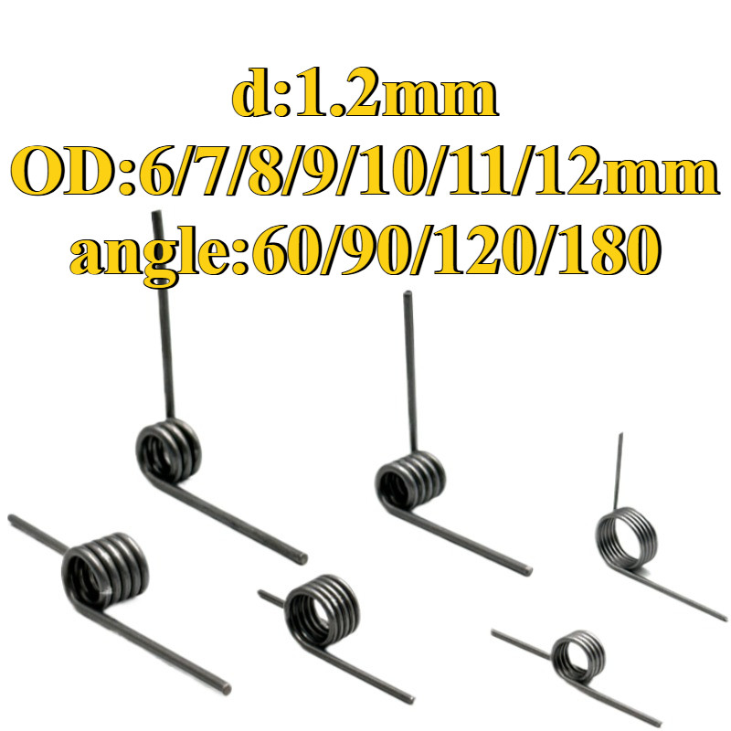 5pcs d:1.2mm OD:6/7/8/9/10/11/12mm V-shaped spiral torsion spring angle ...
