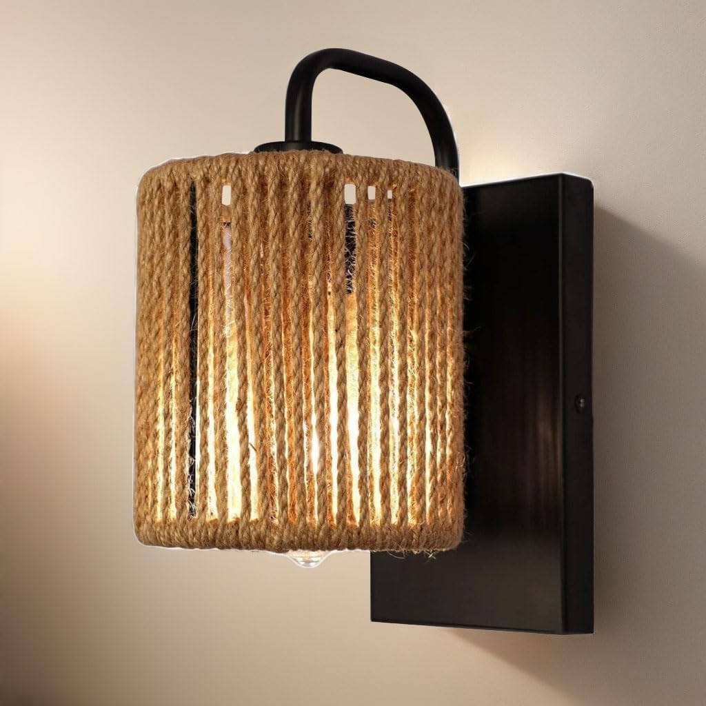 Vintage Rope Lamp Bedside Wall Lamp Wall Light Wall Sconces Home Decor ...