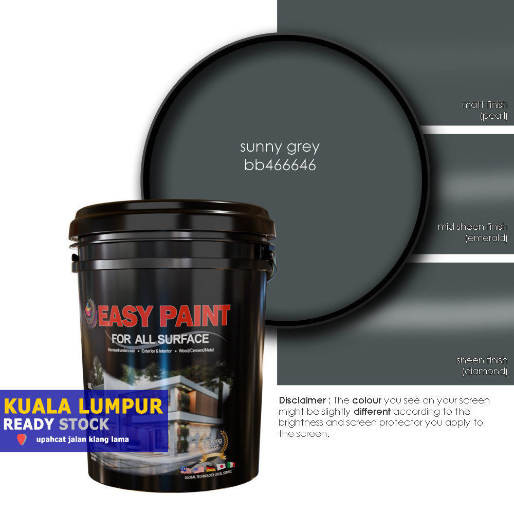 18 Liter - SUNNY GREY BB466646, Easy Paint All Surface for interior ...