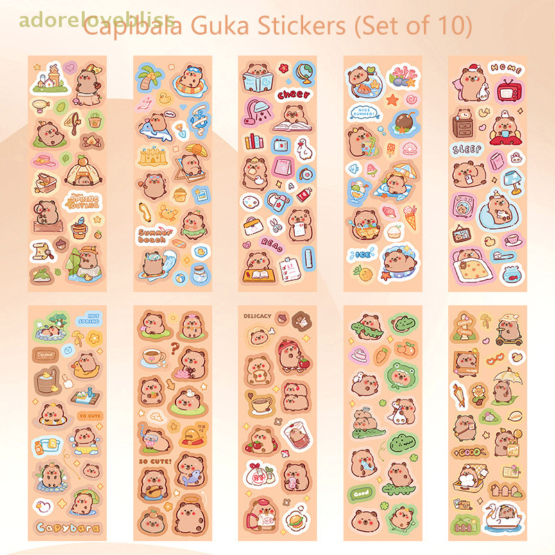 ADD 10Pcs Creative Laser Capybara Stickers Cute DIY Diary Decorative ...