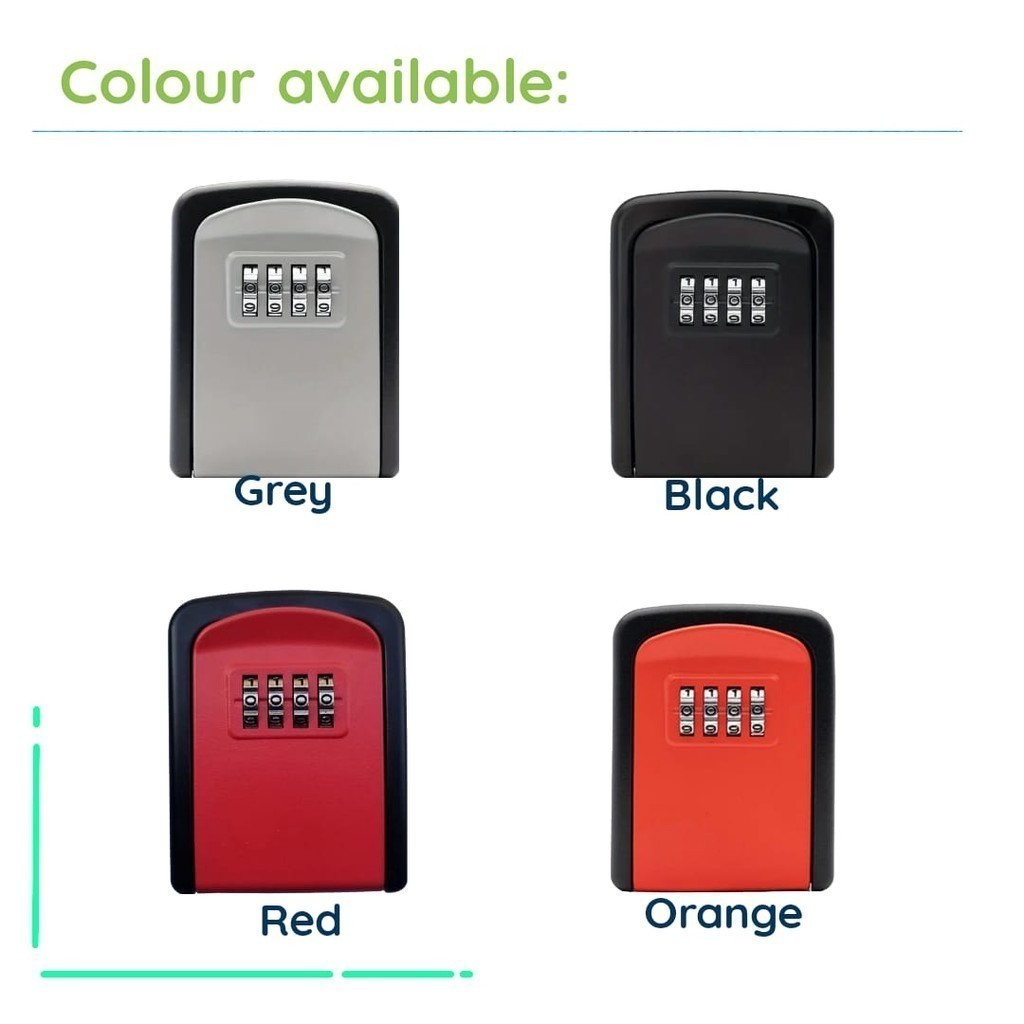 4 Digit Digital Wall Mouted Combination Key Safe Lock Box Kunci Kereta ...