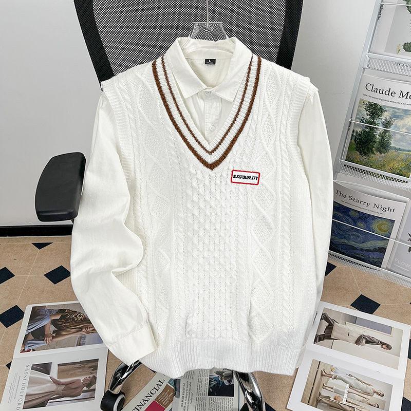Thickened Sweater Men's Loose Knitted Vest Couple Bottoming Inner ...