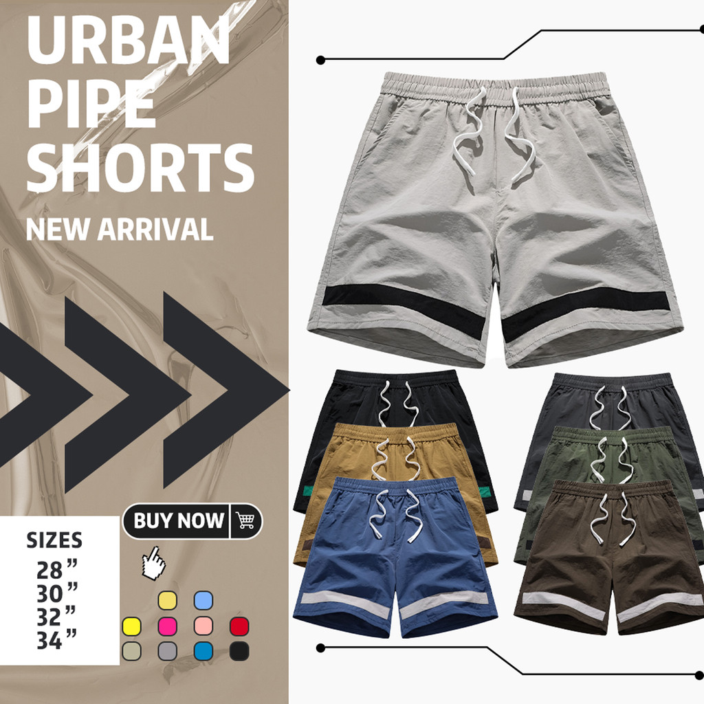 URBAN PIPE Sports Taslan Shorts For Men Above The Knee W Garter Beach Outfit Short 3101 Menswear Shopee Malaysia