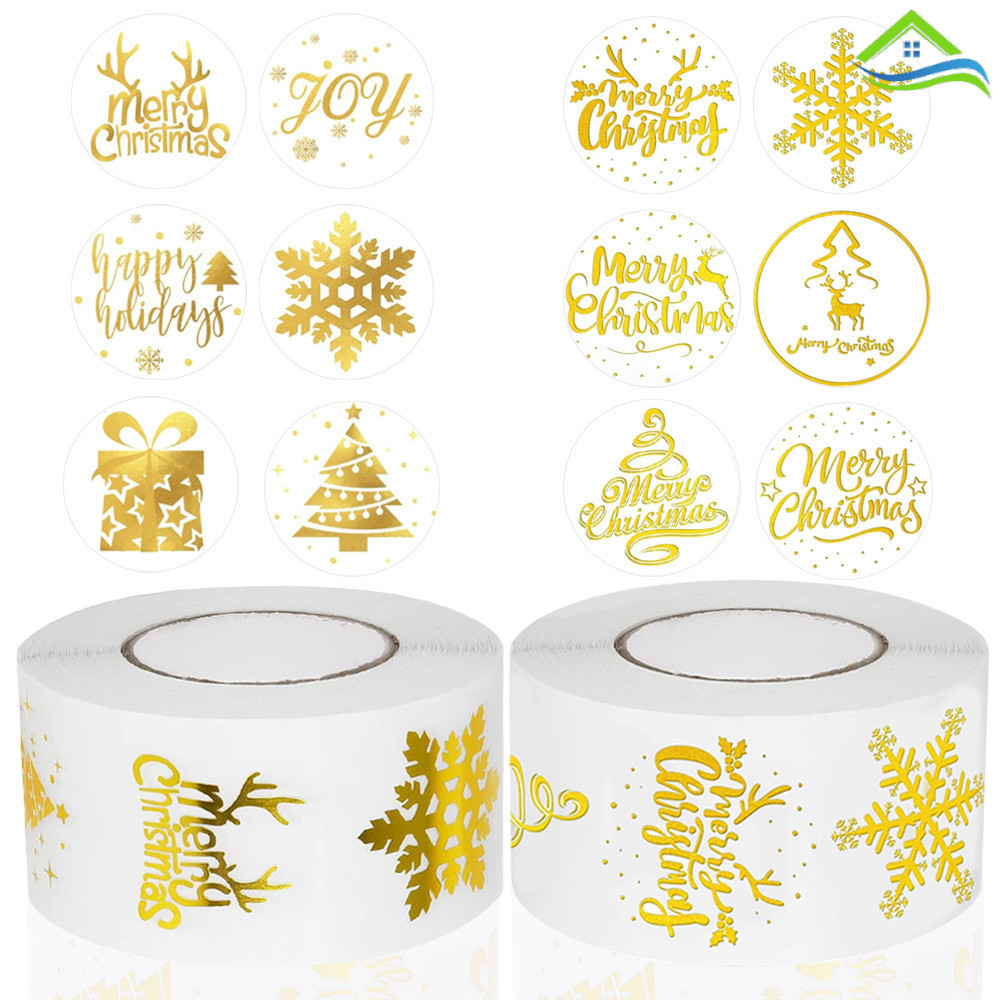 1Roll Gold Christmas Decorative Stickers - Creative Candy Bag Envelopes ...