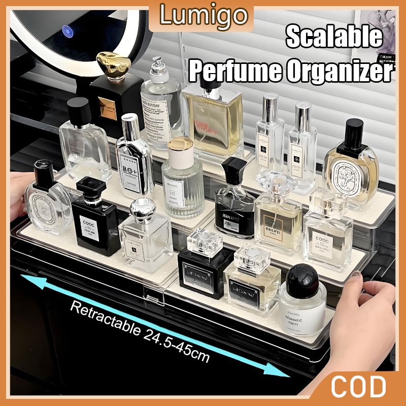 Scalable Perfume Organizer Transparent 3-layer Ladder Acrylic Perfume ...