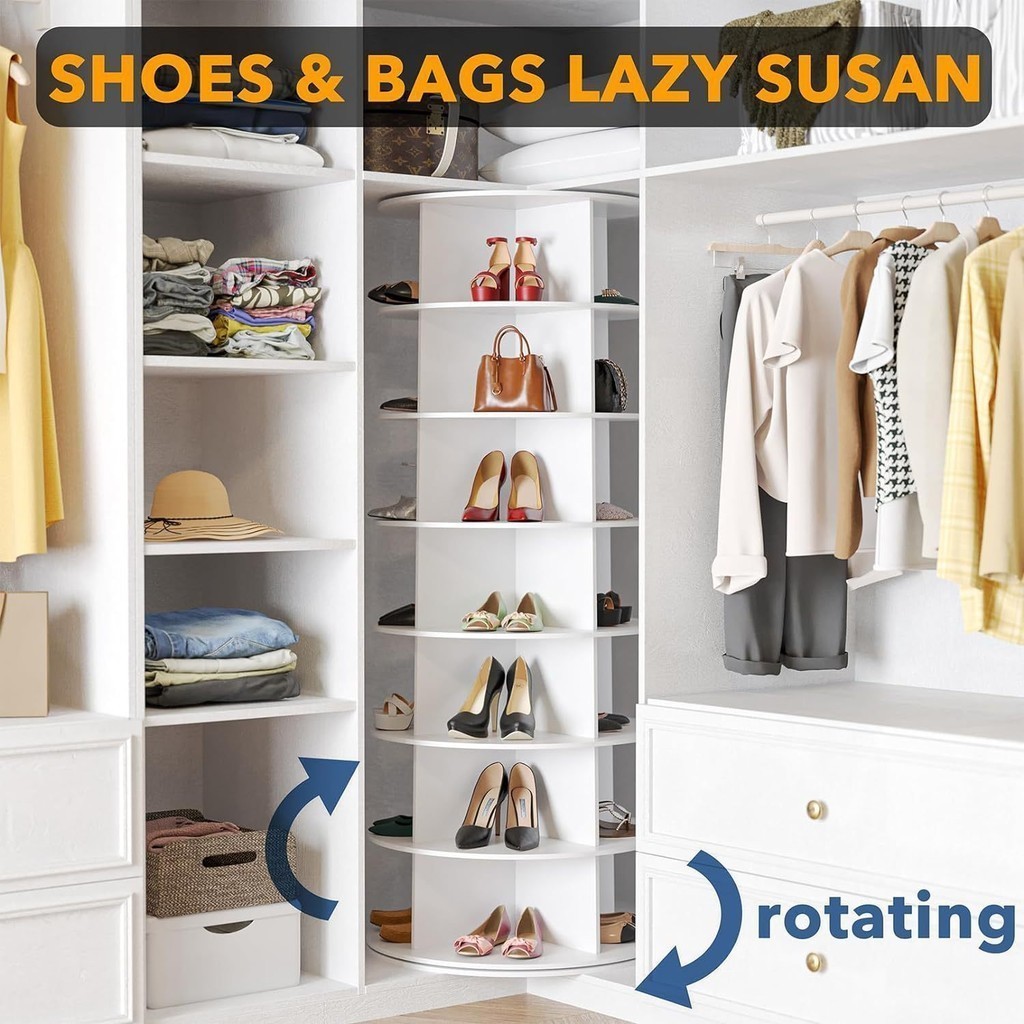 360 degree rotating shoe rack multilayer floor standing bag storage ...