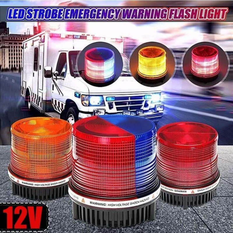 LED Red Blue Car Emergency Beacon Strobe Light Magnetic Base Safety ...