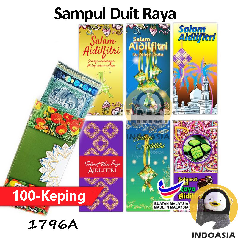 ***50-Keping / 100-Keping*** Sampul Duit Raya 2024 Money Packet Long ...