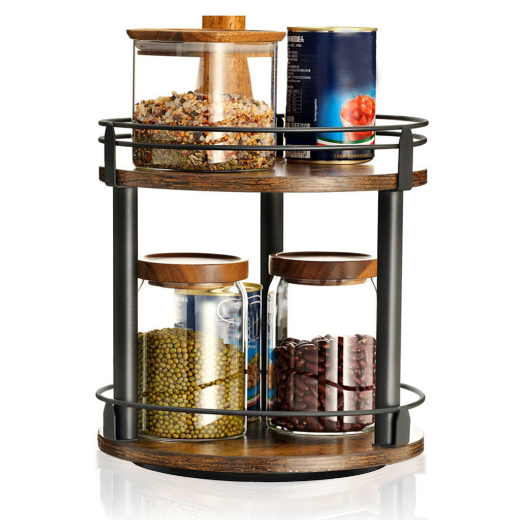 Space-saving Spice Rack with Edge Fencing Rotating Spice Rack 360 ...