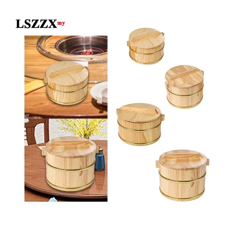 [LszzxMY] Wooden Steamed Rice Bucket with Lid, Round Rice Bowl, Sushi ...