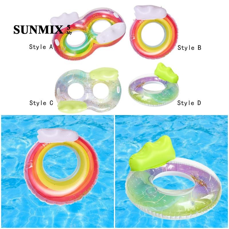 [ Swimming Rainbow Double Waterproof Inflatable Tube Portable PVC Pool ...