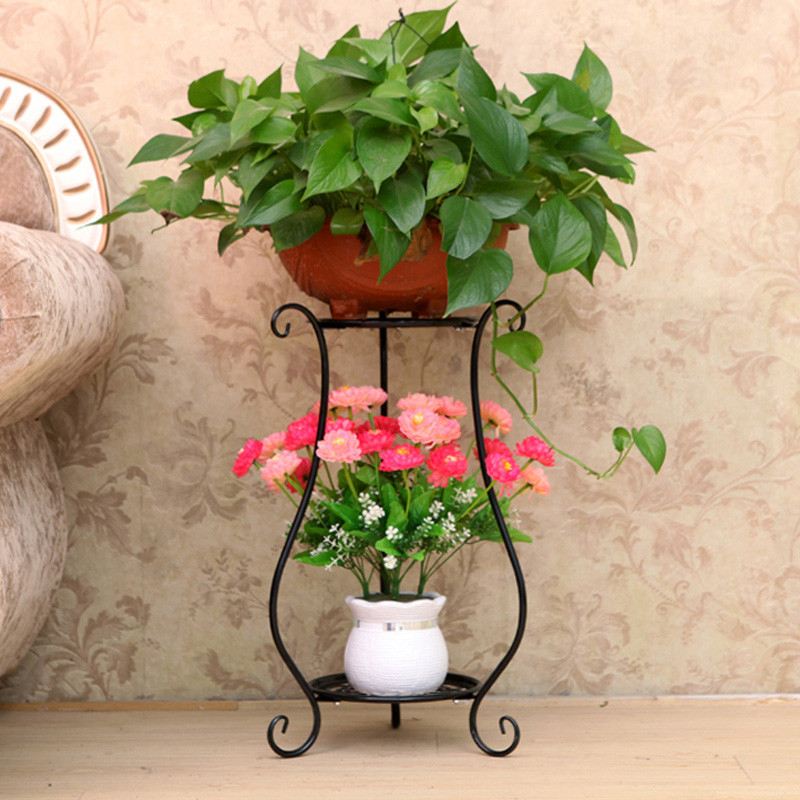 Metal Plant Stand Flower Pot Holder Rustproof Iron Garden Container ...