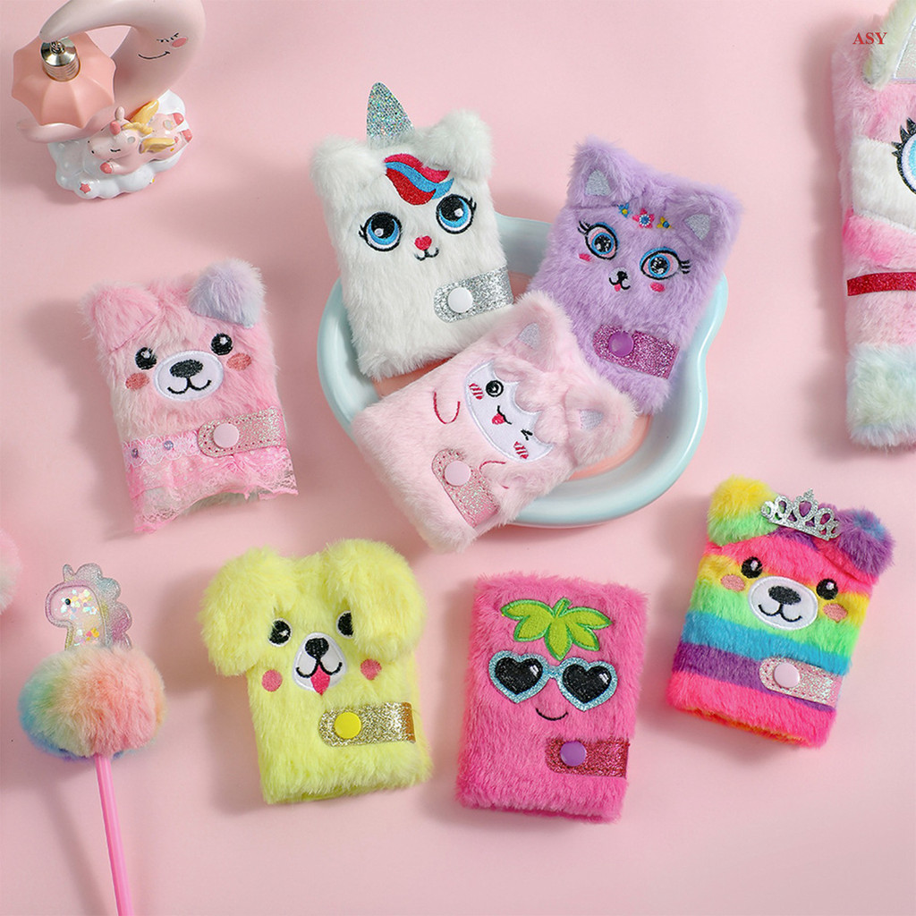 ASY Kawaii Cartoon Bunny Plush Diary Book Notebook Portable Notepad ...