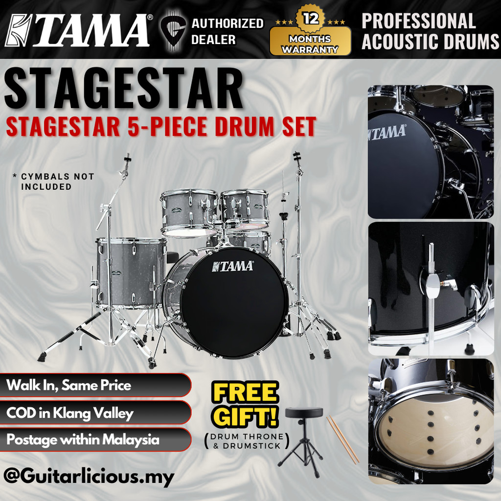 Tama Stagestar 5-piece Drum Set with Drumsticks and Throne - Cosmic ...
