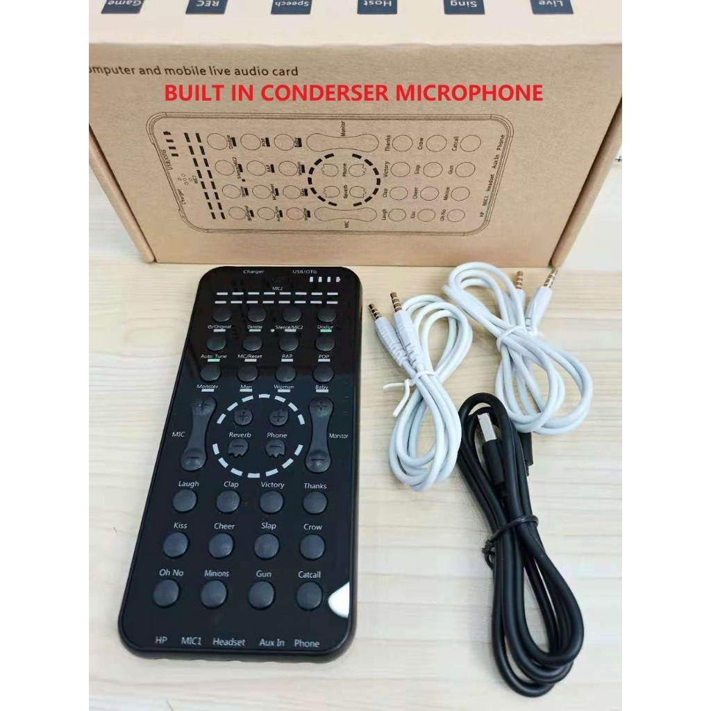 SOUND CARD D6 Built-In Mic Portable Small Audio Interface External USB ...