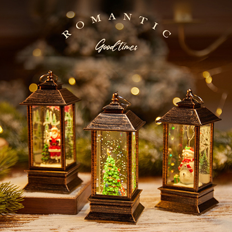 Christmas Snow Globe Lantern Battery Operated LED Light Santa Snowman ...
