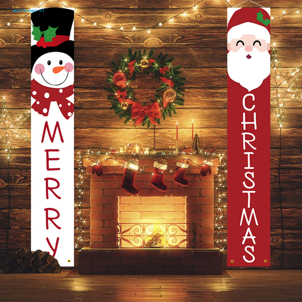 wutikanmi Outdoor Christmas Decor Festive Porch Sign Set Festive Santa ...