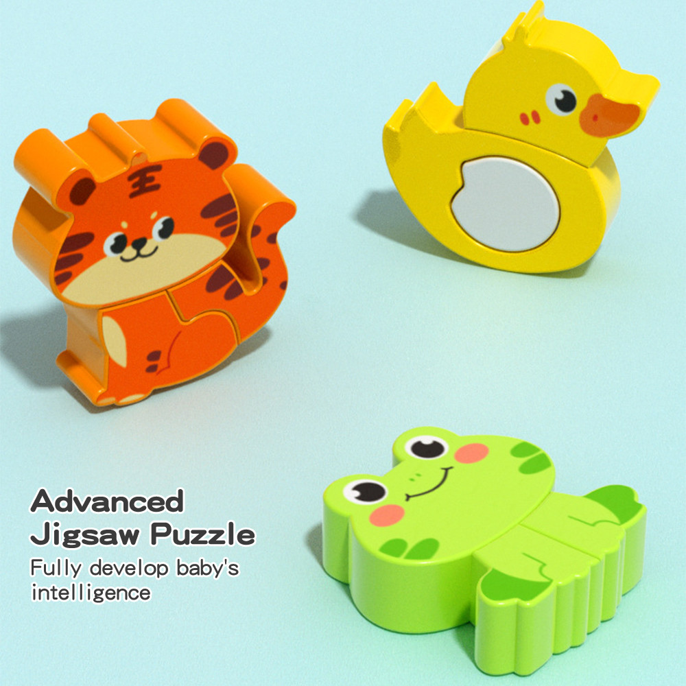 Bevavar Teka-Teki Kayu 3D 4 In 1 Animal Wooden Puzzle Thick Block ...