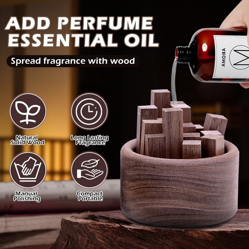 Aroma Wood Diffuser Aromatherapy Cylinder Beech Essential Oil Diffuser ...
