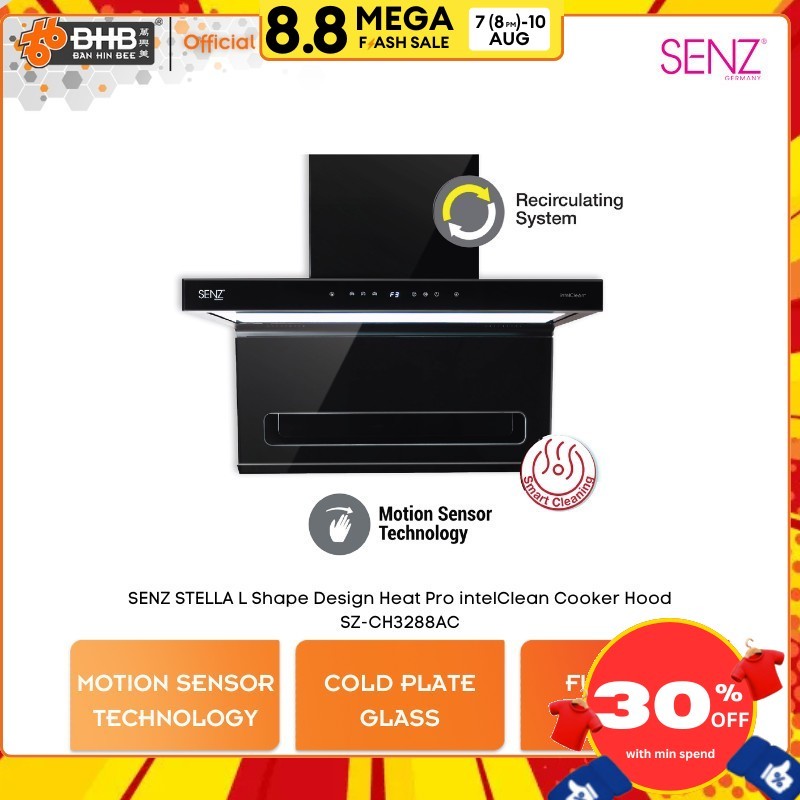 Senz STELLA L Shape Design Heat Pro intelClean Cooker Hood SZ-CH3288AC ...