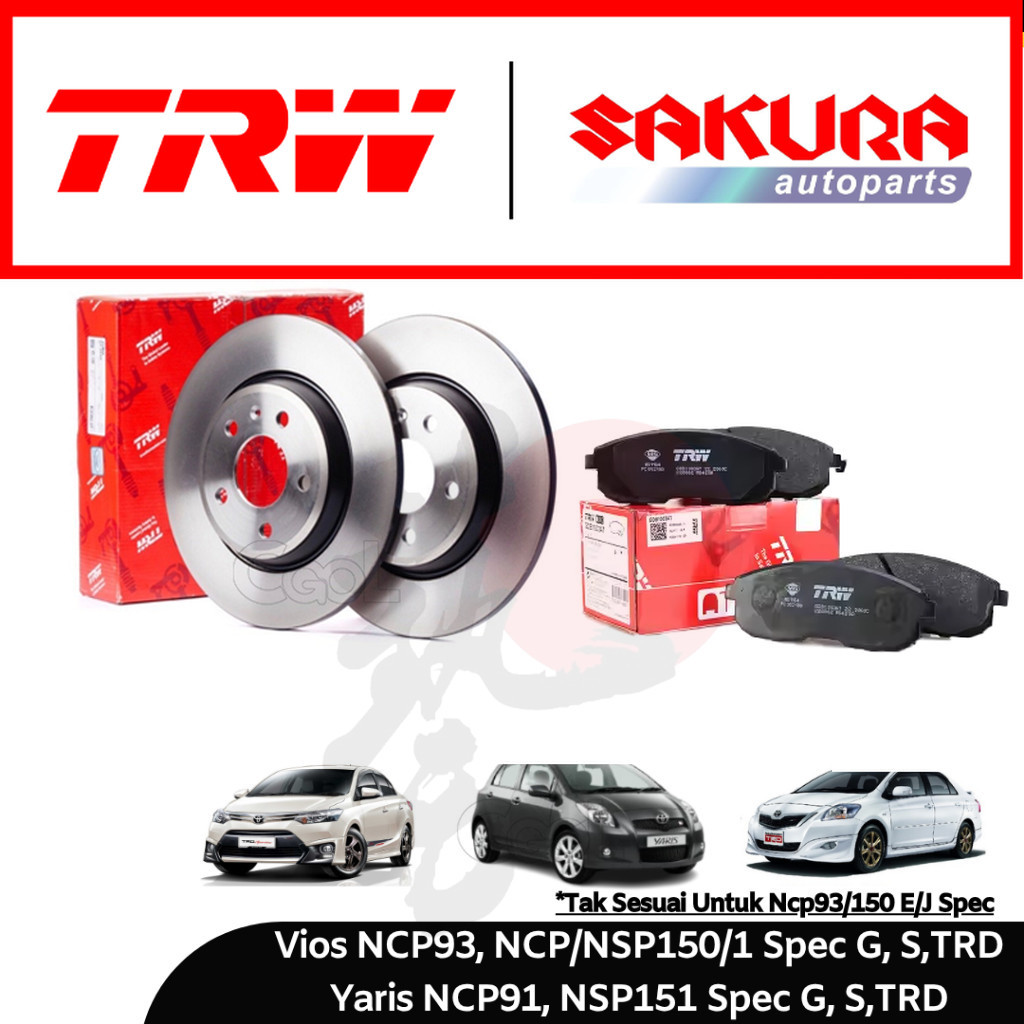 Toyota Vios NCP93/NCP150 GSTRD Spec Front Disc Rotor (2 PCS) & Brake ...