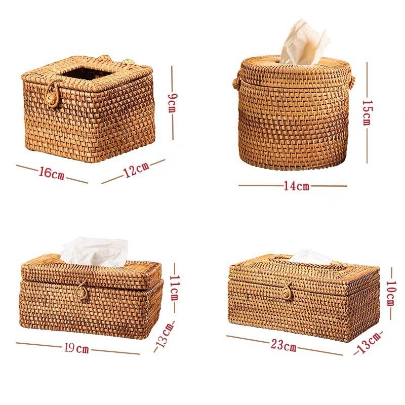 Rattan Tissue Box Paper Box Restaurant Desktop Tissue Storage Box ...