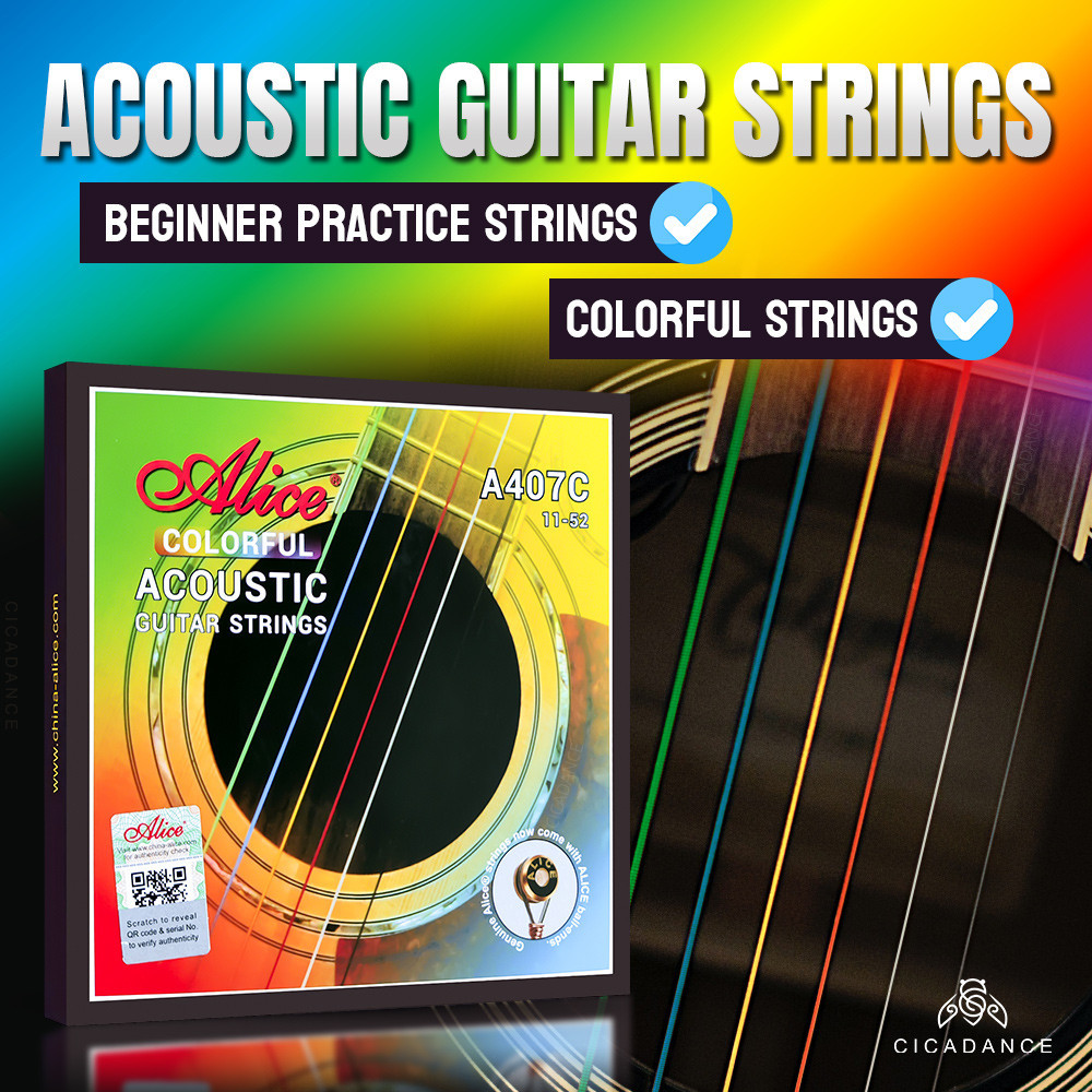 Alice Colorful/Rainbow Acoustic Guitar Strings Set Anti-Rust Coating ...