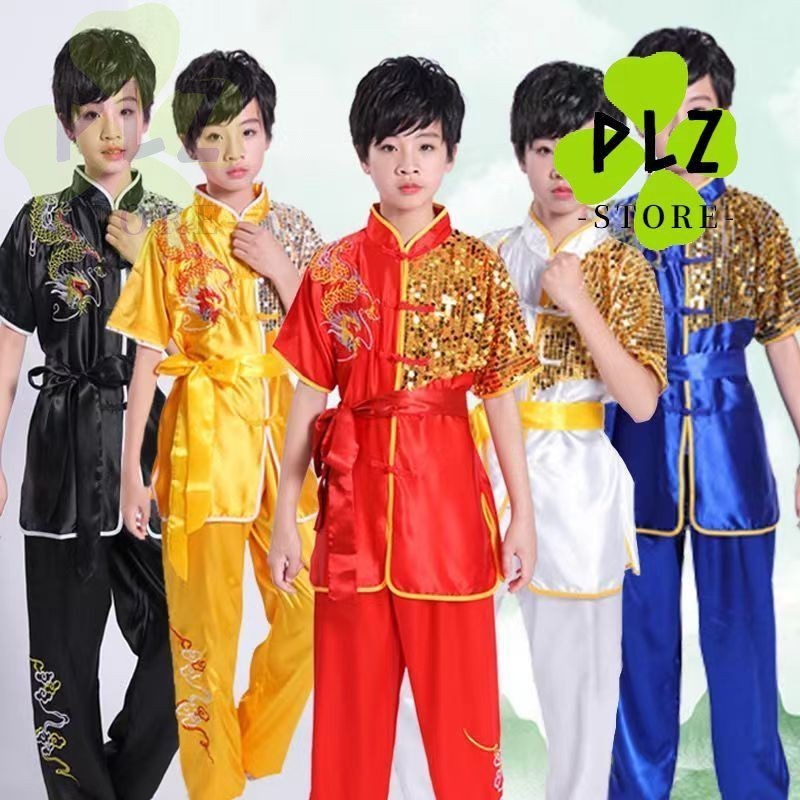 kid/adult Chinese Traditional Dragon Wushu Uniform Kid Girl Boy Kung Fu