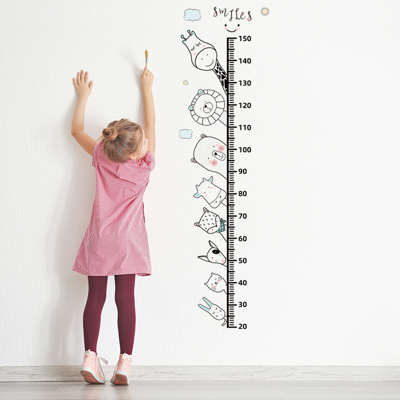 Cute Head Tilt Small Animal Height Measurement Wall Sticker Self ...