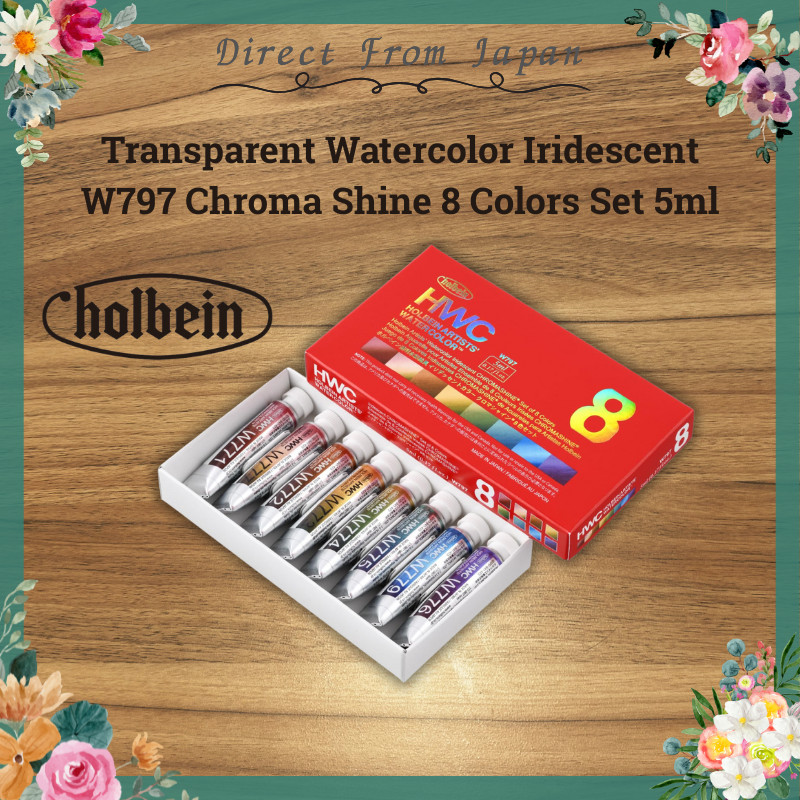 Holbein Transparent Watercolor Iridescent W797 Chroma Shine 8 Colors ...