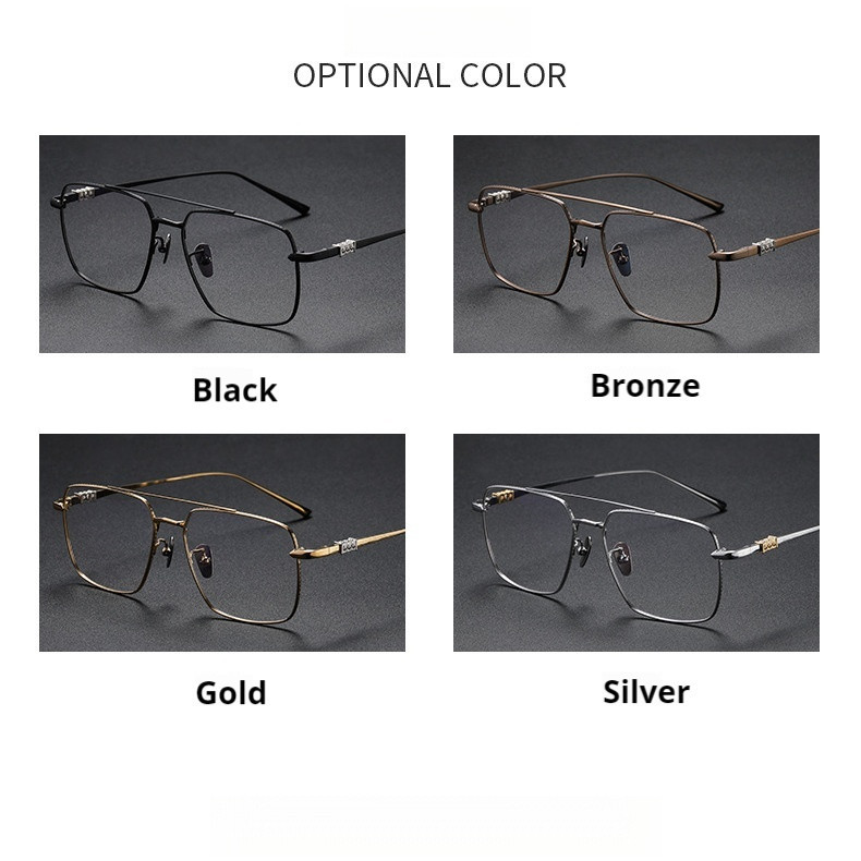 Pure Titanium Glasses Frame Large Frame Double Beam Spectacles Men ...
