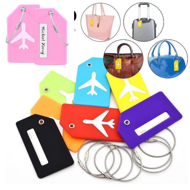 Air Plane Pattern Silicone Luggage Tag Suitcase Check-In Identification ...