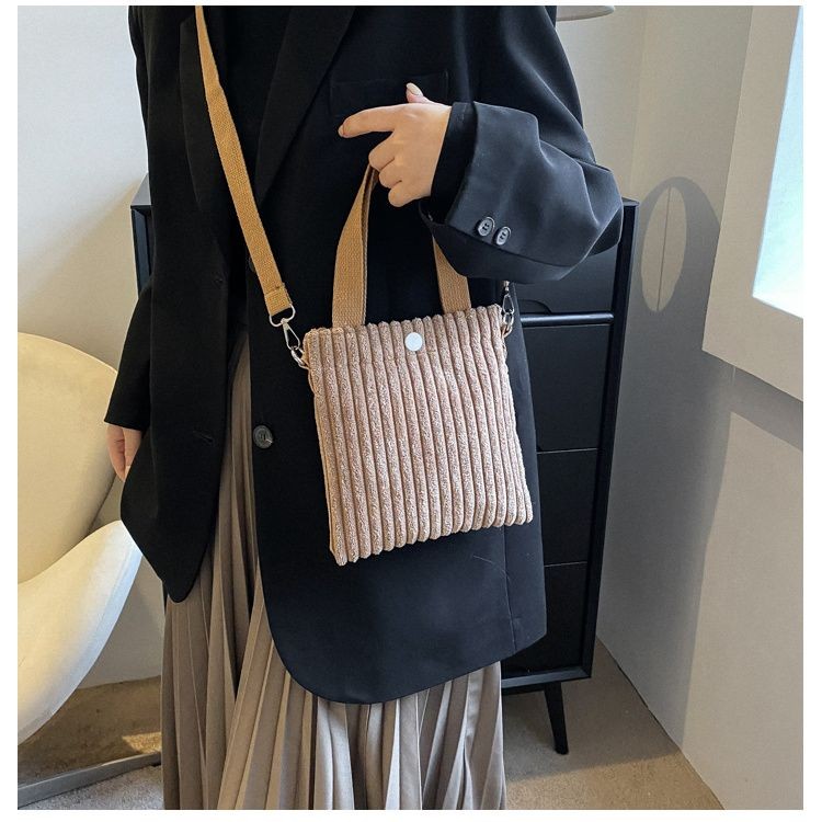 Contrast Color Striped Simple Handbag 2024 Spring Autumn New Style