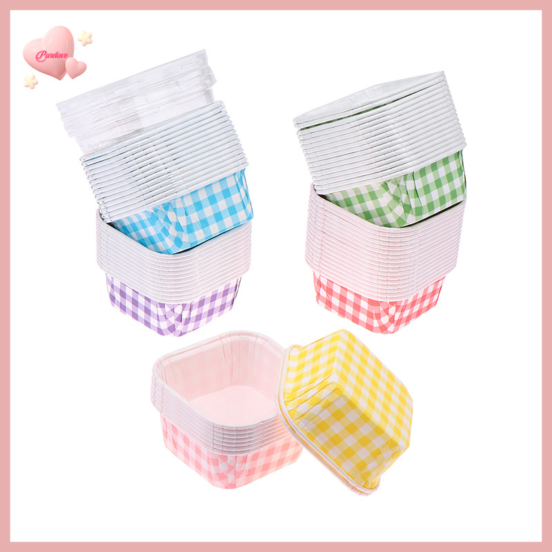 Purelove> 50Pcs Muffin Cupcake Paper Cups Square Shape Mousse Dessert ...