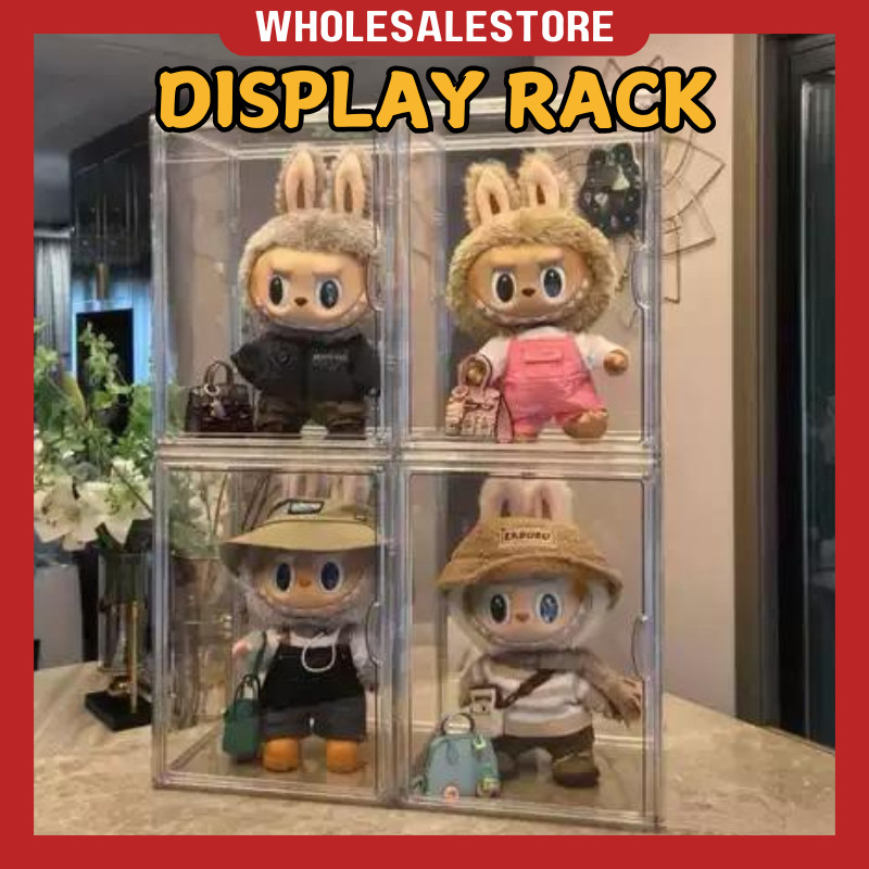 Action Figure Acrylic Display Rack w/ Multi Tier Wood Display Rack ...