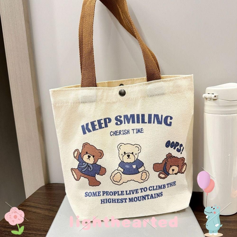 LIGHTHEARTED Cartoon Bear Handbags Cartoon Storage Bag Mini Handbags Women Small Canvas Bag Dancing Bear Tote Food Bag Summer Handbag Shopee Malaysia