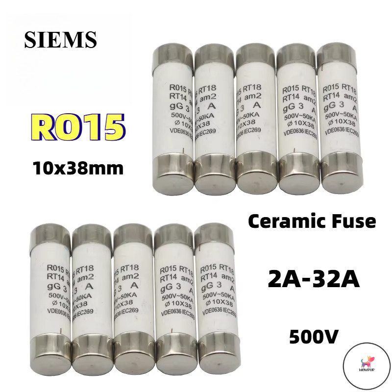 WOW 5Pcs RO15 Ceramic Fuse 10X38MM Fuse 500V 2A 3A 4A 5A 6A 8A 10A 16A ...