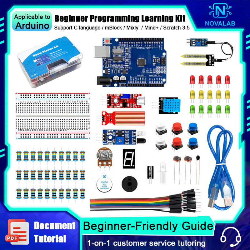 NovaLab Basic Starter Kit for Arduino UNO R3 Kit with PDF Tutorial ...