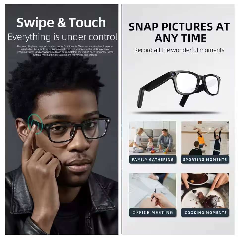 Smartglasses with Camera Glasses Recording Video Camera Bezel Bone ...