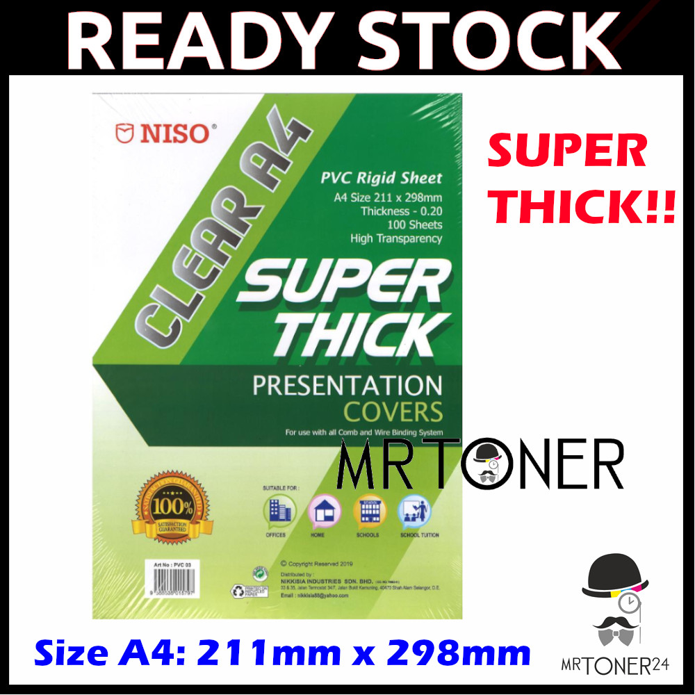 NISO SUPER THICK A4 PVC Cover / A4 Rigid Sheet / Transparent PVC Cover ...