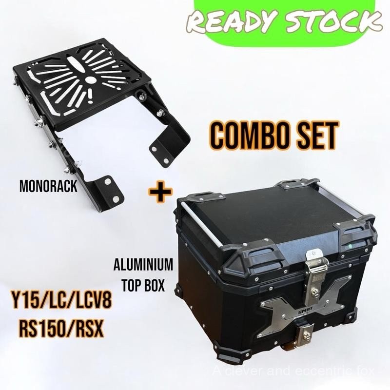 SMRT Aluminium TopBox Kotak Belakang 28L 36L 45L 55L dengan Lipat Rak ...