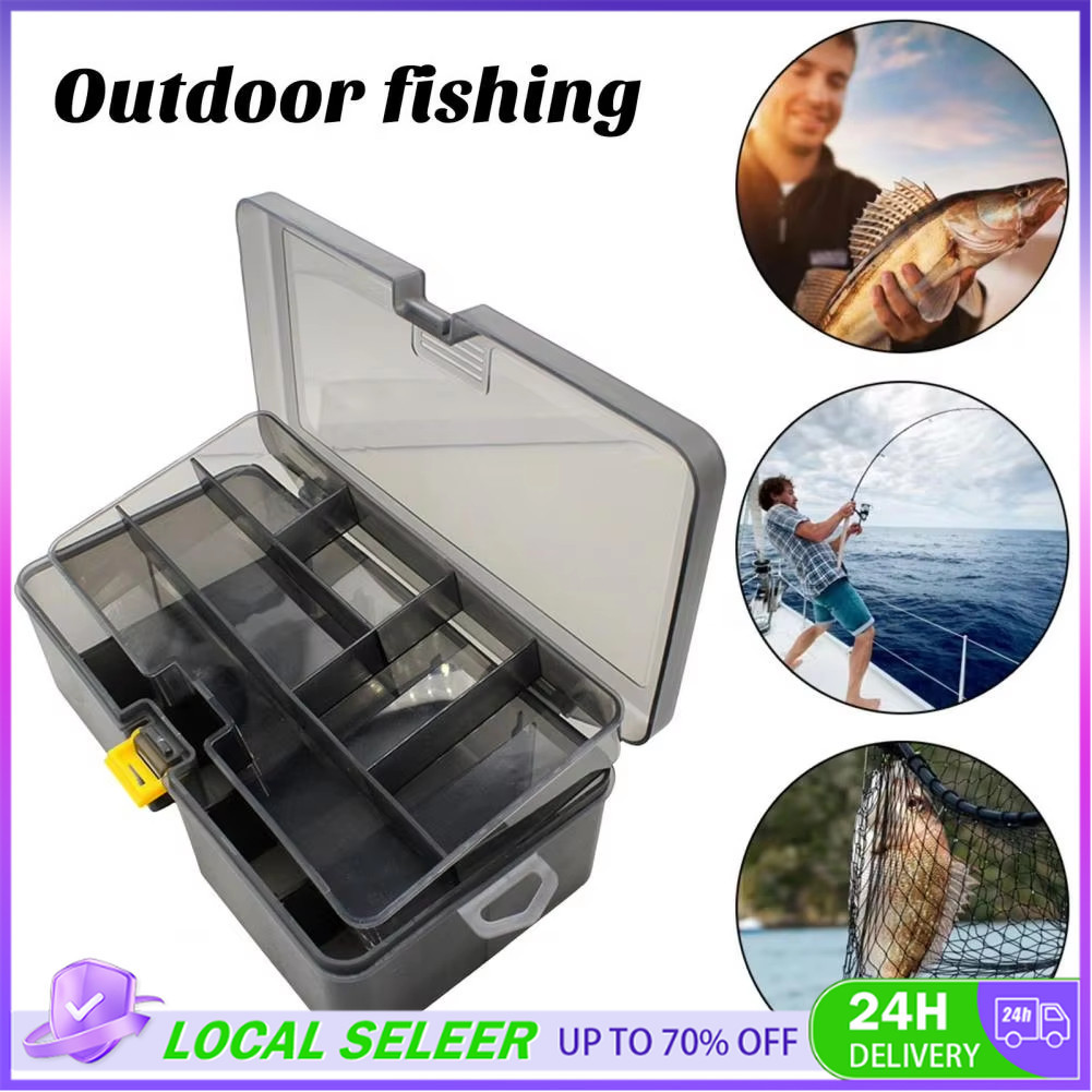 2 Layer Fishing Lure Box Waterproof Kotak Mancing Portable Accessories ...