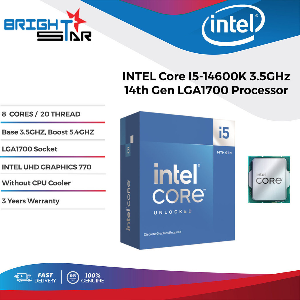 INTEL Core I5-14600K 3.5GHz 14th Gen LGA1700 Processor | Shopee Malaysia