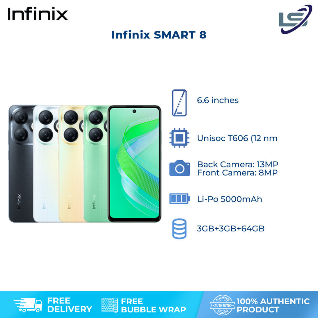 Infinix SMART 8 3GB+3GB+64GB | 90Hz Magic Ring | 13MP Dual AI Camera ...