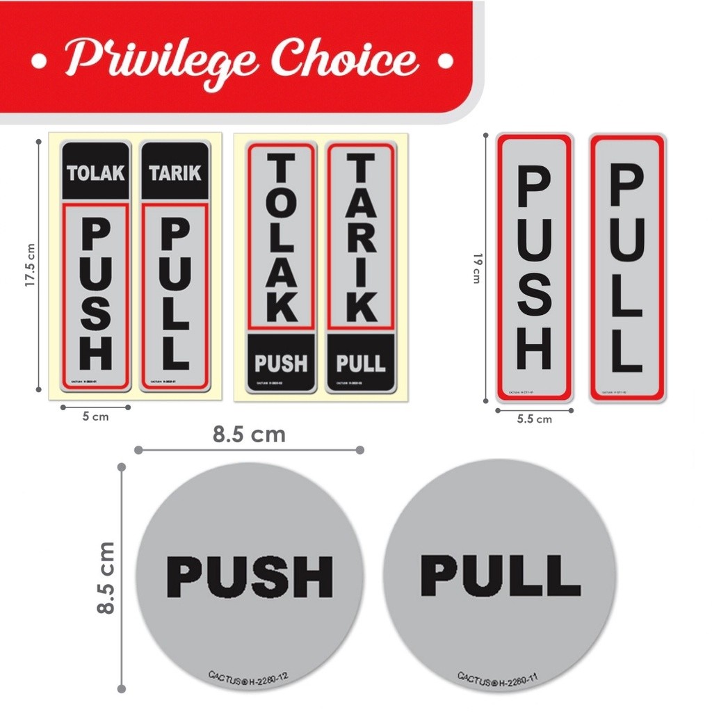1499- Push Pull Sign Sticker / Push Pull Signage / Tolak Tarik ...