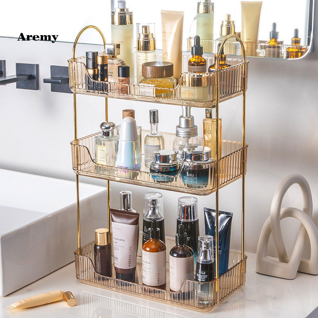 AREM Tempered Glass Effect Storage Rack Storage Rack 3-tier Makeup ...