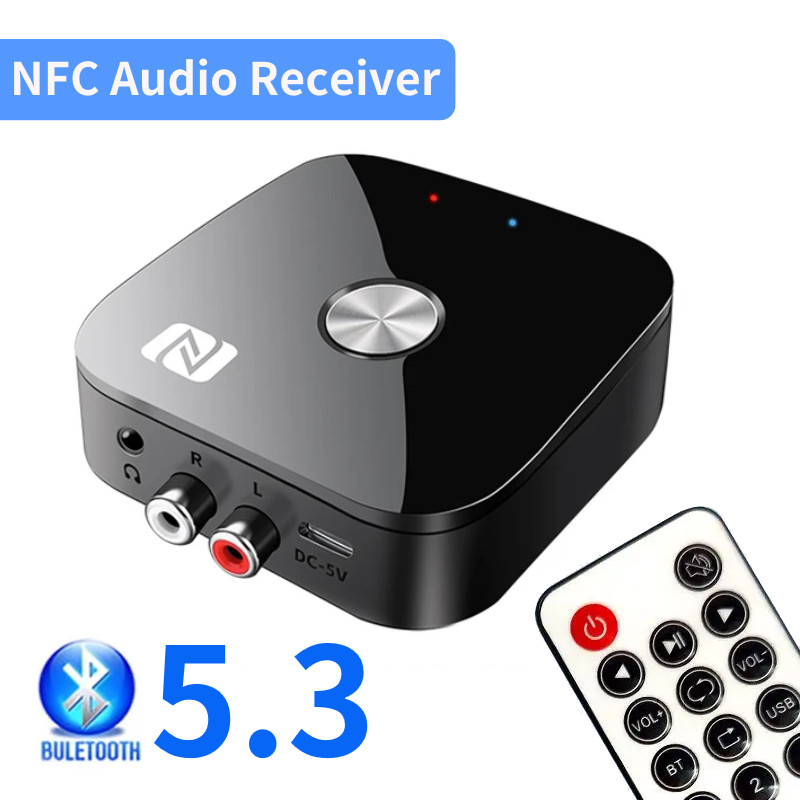 New NFC Bluetooth 5.3 Audio Receiver 3.5mm AUX R/L RCA Stereo HIFI